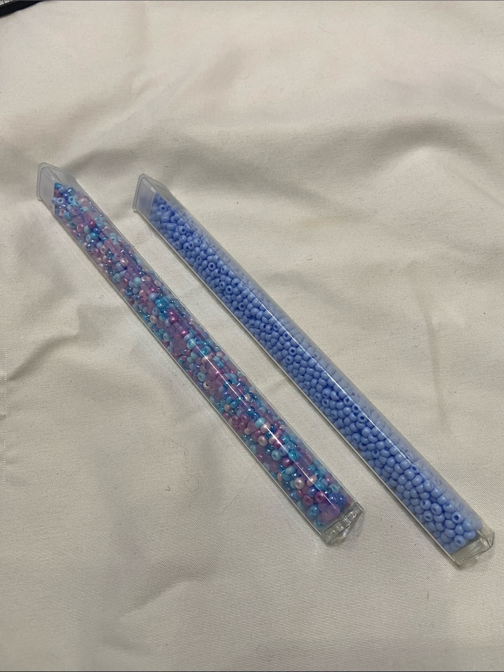 Assorted Blue & Pastel Seed Beads - 2 Tubes